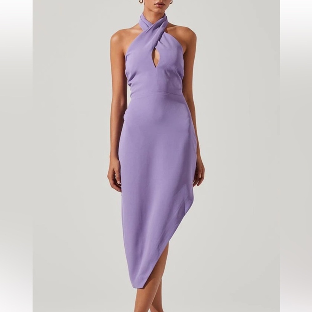 ASTR Jodie Halter Cross Neck Open Back Dress